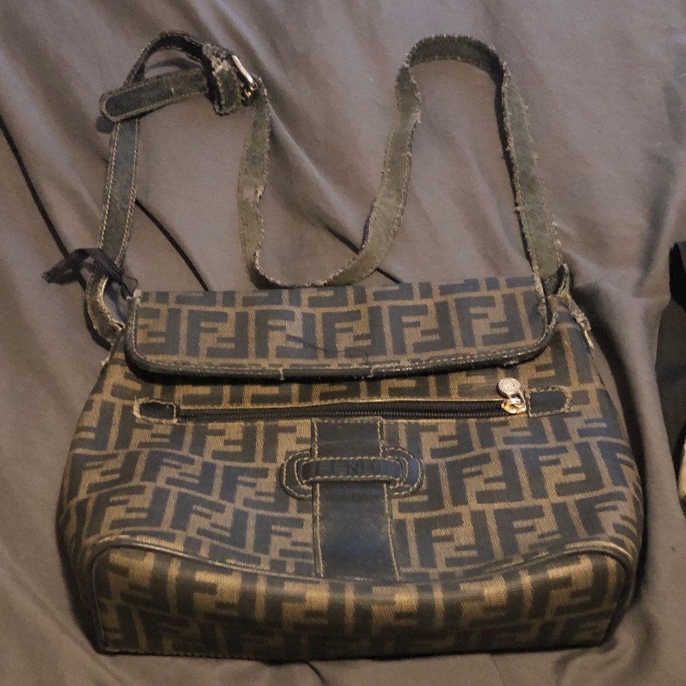 Fendi Double F Brown Logo Crossbody Bag